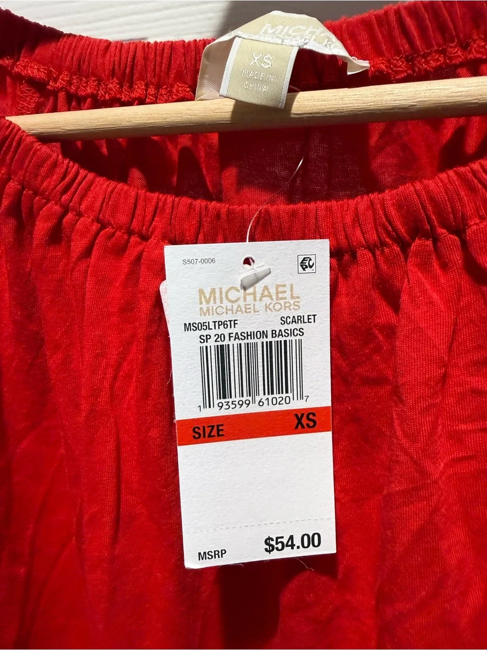 NWT Michael Kors Off-Shoulder Red Tie-Sleeve Blouse
